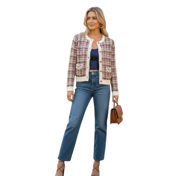 Ann Taylor Tweed Jacket Size Large Petite EUC - Picture 2 of 10